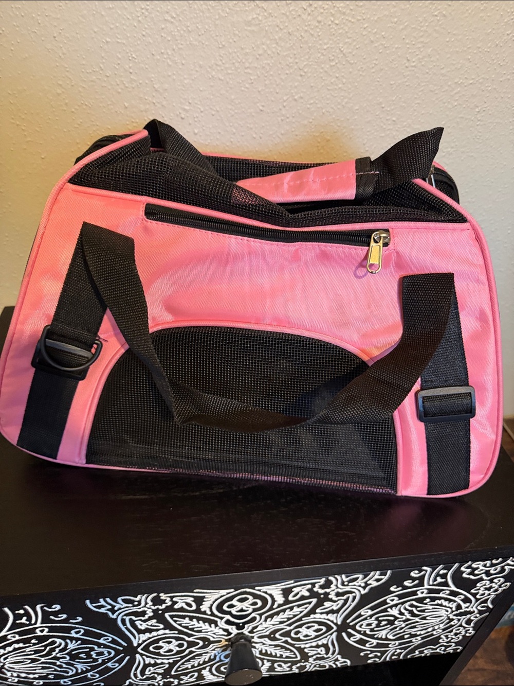 Pink Black Travel Tote Bag - Womens Shoulder Carry